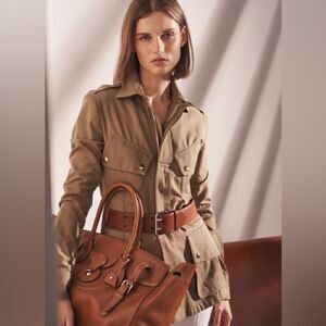 Ralph Lauren Wide Italian Calfskin Leather Double Prong Roller Buckle Belt